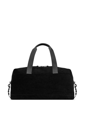 SAINT LAURENT Men's Black Duffel Handbag with Embroidered Logo - FW23