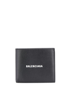 BALENCIAGA Black Square Folded Wallet - Men's Leather Pouch - SS24 Collection