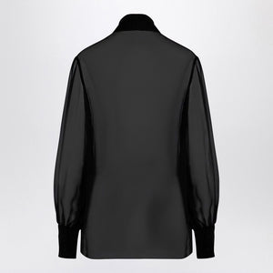 VALENTINO Semi-Transparent Black Silk Chiffon Shirt