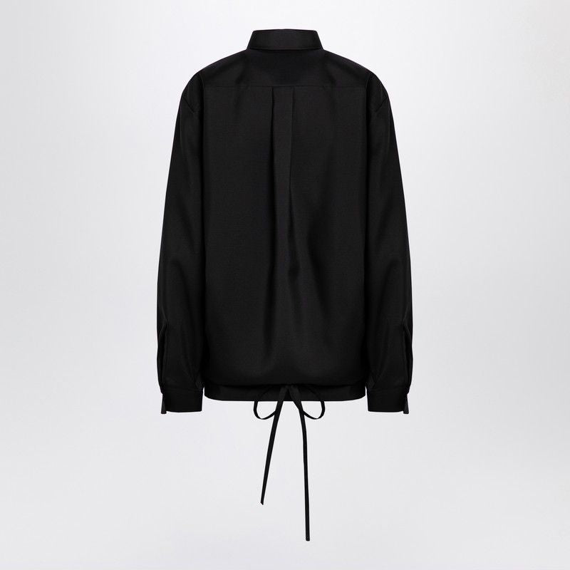 VALENTINO Drawstring Black Shirt with Classic Collar for Women