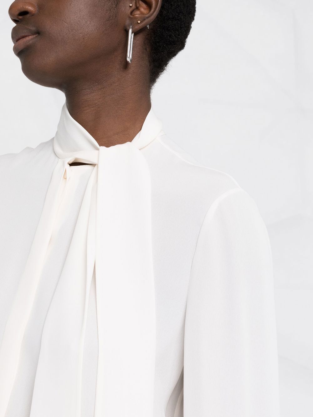 VALENTINO Natural Mini Shirt with Knot at the Neck