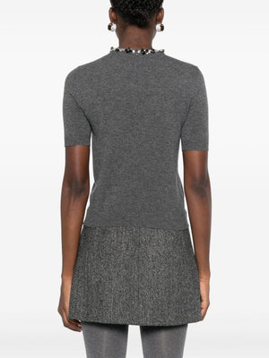 VALENTINO Elegant Grey Wool Embroidered Top