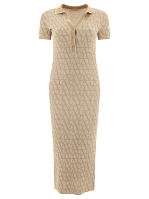 VALENTINO Iconic Gold Jacquard Mini Dress with Lurex Detail