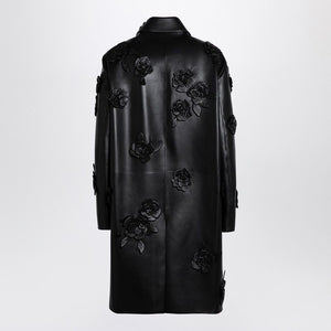 VALENTINO Embroidered Black Leather Jacket for Women