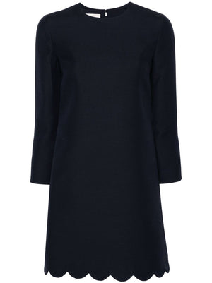 VALENTINO Elegant Navy Silk-Wool Mini Dress