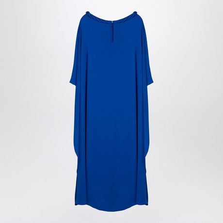 VALENTINO Electric Blue Silk Cape Midi Dress