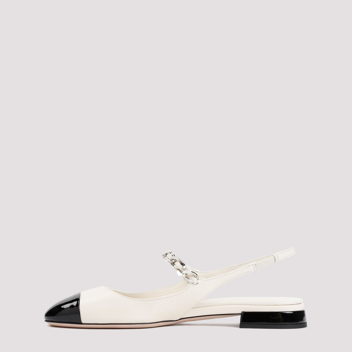 MIU MIU Classic Leather Ballerina Flats for Women in Nude & Neutrals