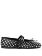 MIU MIU Elegant Black Dancer Flats with Rhinestones