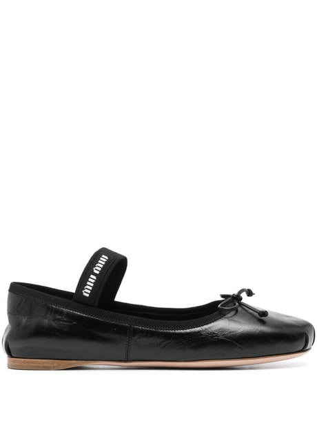 MIU MIU Elegant Women's Black Ballerina Flats