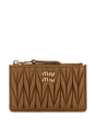 MIU MIU Mini Camel Zip Purse with Golden Accents