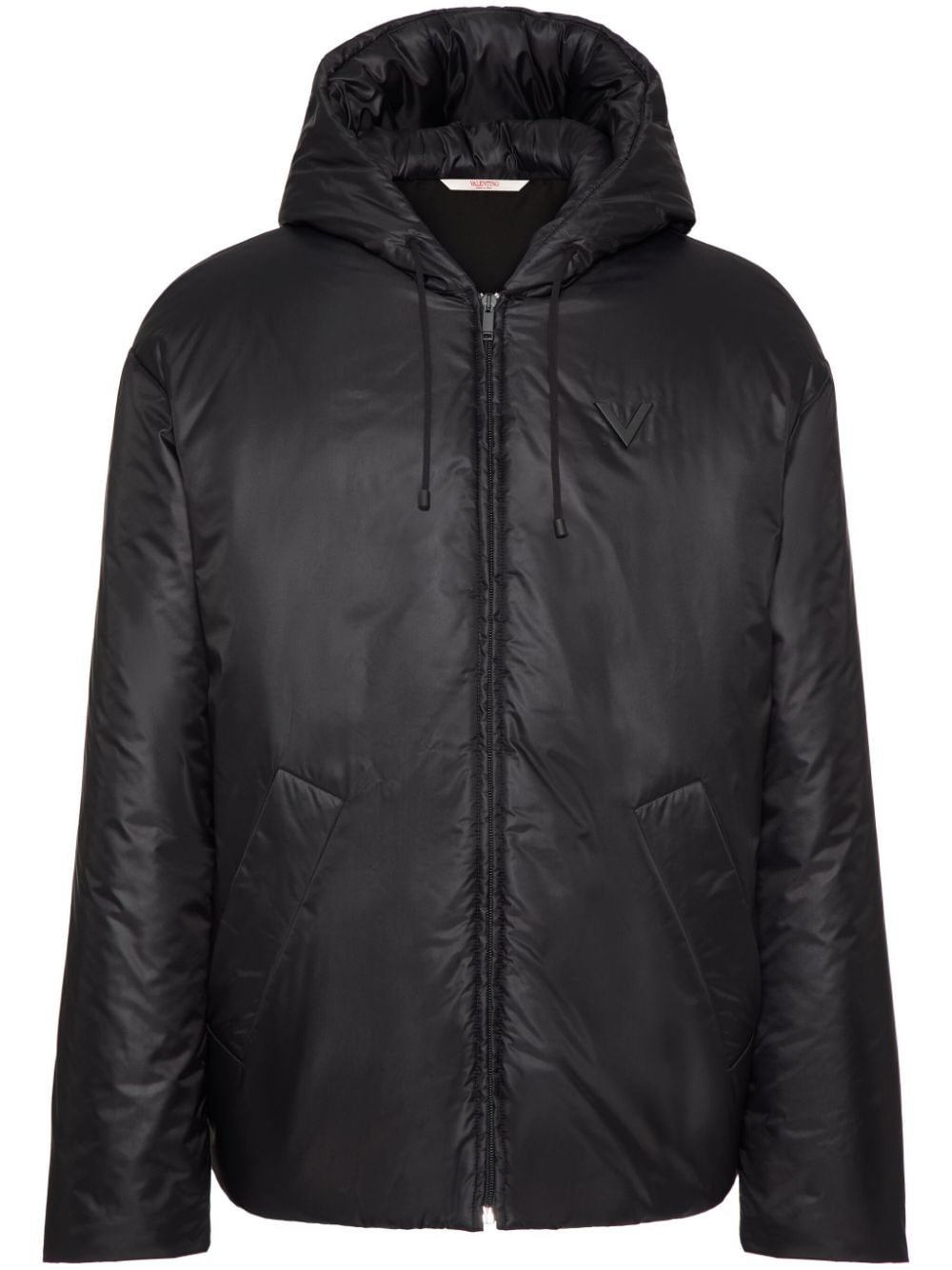 VALENTINO Elite Black Down Jacket with V-logo Detail