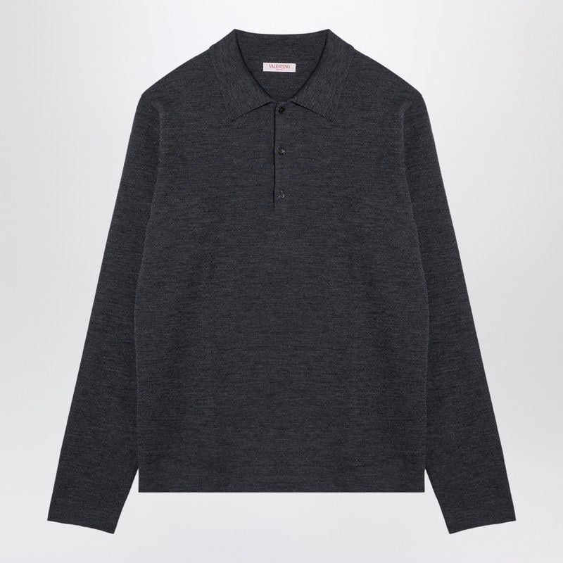 VALENTINO Classic Long-Sleeve Wool Polo Shirt