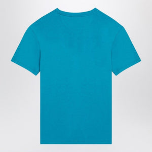 VALENTINO Light Blue Crewneck T-Shirt with Logo Patch - FW24