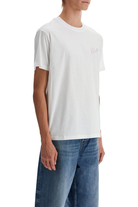 VALENTINO GARAVANI Men's Regular Fit T-Shirt with Embroidered Logo and Print Design