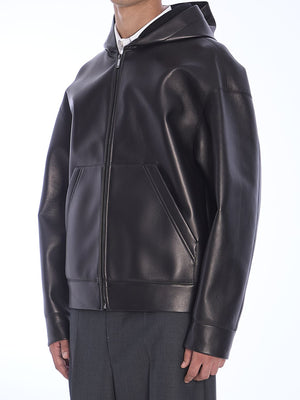 VALENTINO GARAVANI Oversized Leather Hooded Jacket