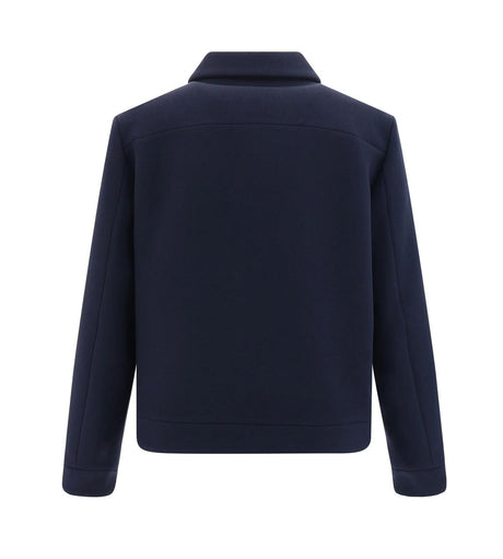 VALENTINO Men's Classic Blue Wool Zip Jacket