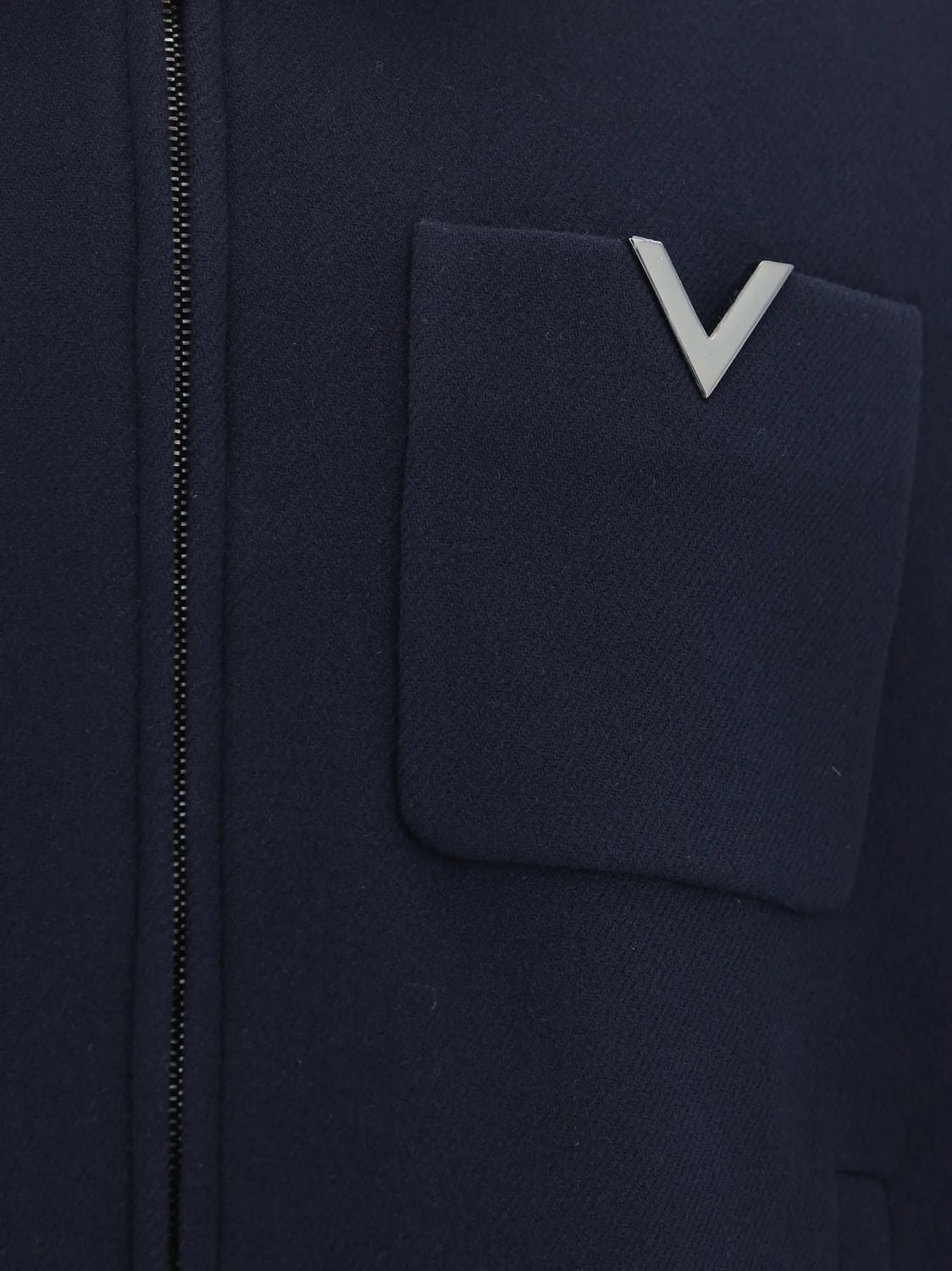 VALENTINO Men's Classic Blue Wool Zip Jacket