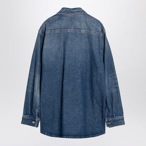 VALENTINO Blue Denim Casual Shirt with Signature Metal Detail