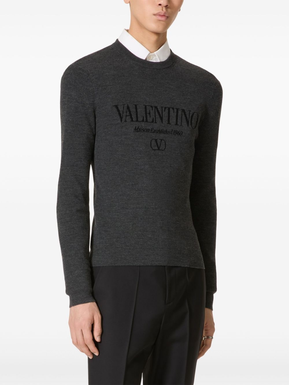 VALENTINO Sleek Wool Intarsia Sweater