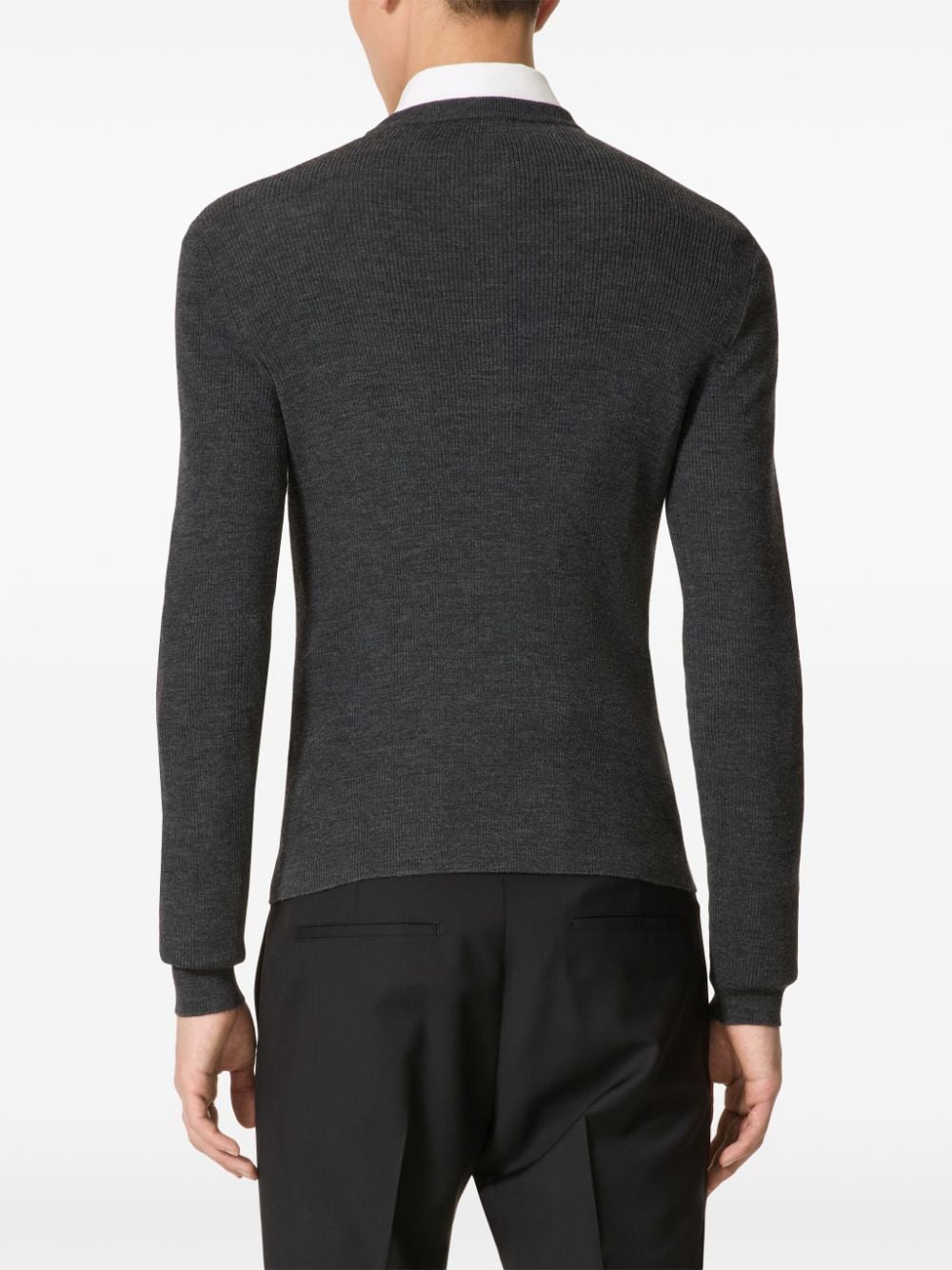 VALENTINO Sleek Wool Intarsia Sweater