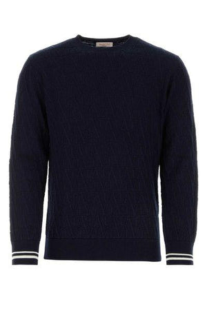 VALENTINO Iconic Navy and Ivory Cotton Sweater