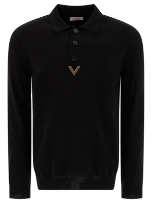 VALENTINO Luxury Wool Polo Shirt - Black