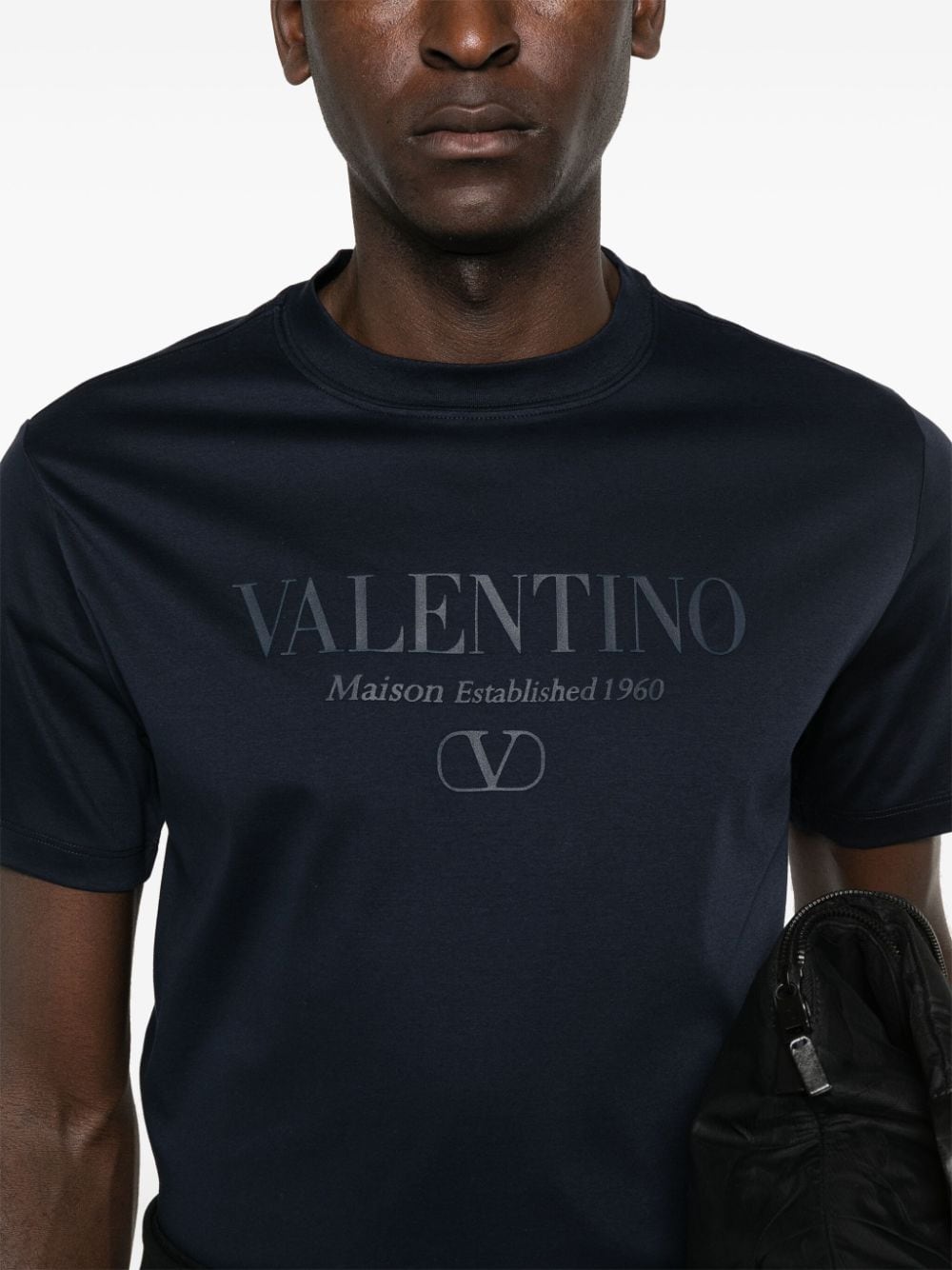 VALENTINO Iconic Navy Stud Logo Cotton Tee