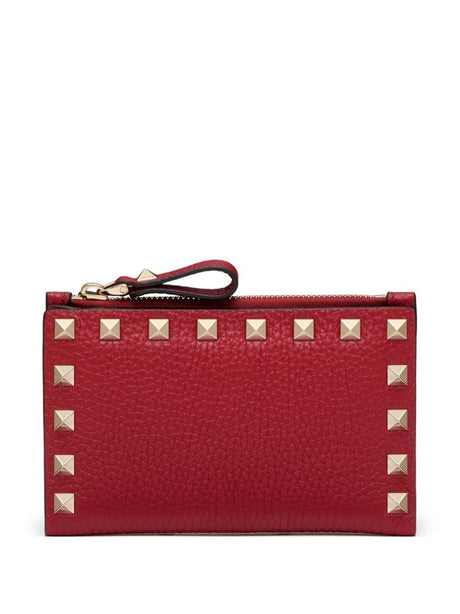 VALENTINO Mini Rockstud Leather Cardholder with Zip