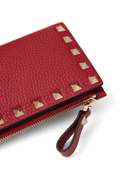 VALENTINO Mini Rockstud Leather Cardholder with Zip