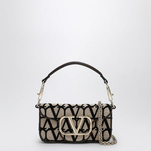 VALENTINO GARAVANI Iconic Mini Toile Dual-Strap Handbag in Beige and Black