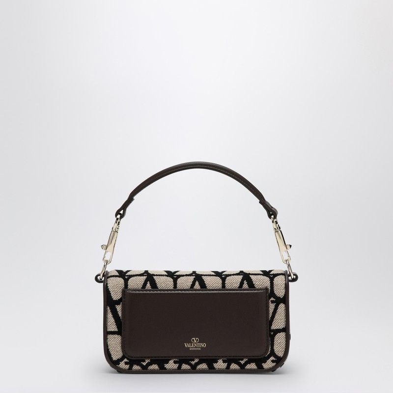 VALENTINO GARAVANI Iconic Mini Toile Dual-Strap Handbag in Beige and Black