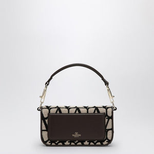 VALENTINO GARAVANI Iconic Mini Toile Dual-Strap Handbag in Beige and Black