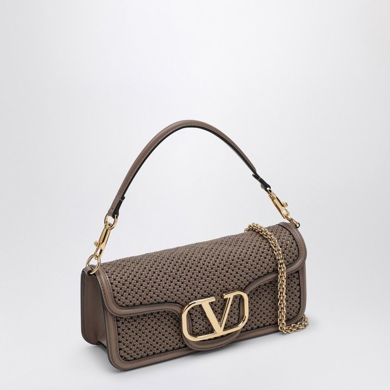 VALENTINO GARAVANI Woven Leather Handbag with Detachable Strap and Front Flap