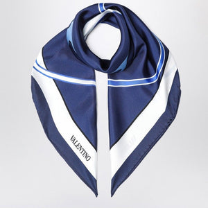 VALENTINO GARAVANI Elegant Light Blue Silk Scarf with Signature V-Logo