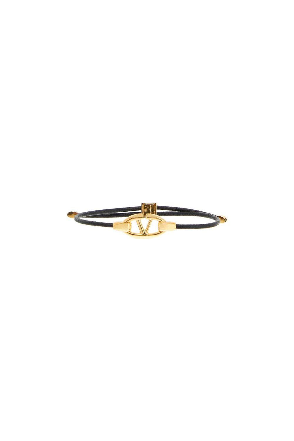 VALENTINO GARAVANI Adjustable Leather Bold Vlogo Bracelet