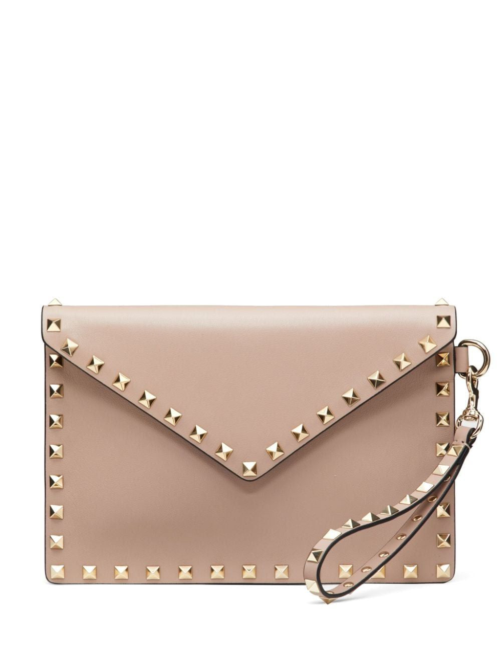 VALENTINO Rockstud Medium Flat Leather Pouch