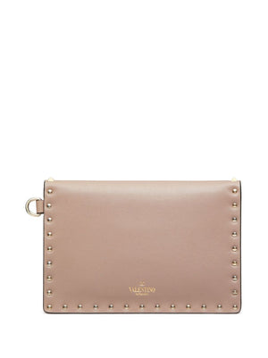 VALENTINO Rockstud Medium Flat Leather Pouch