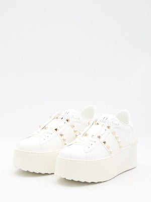 VALENTINO GARAVANI Women's White Sneakers with Platinum-Finish Studs