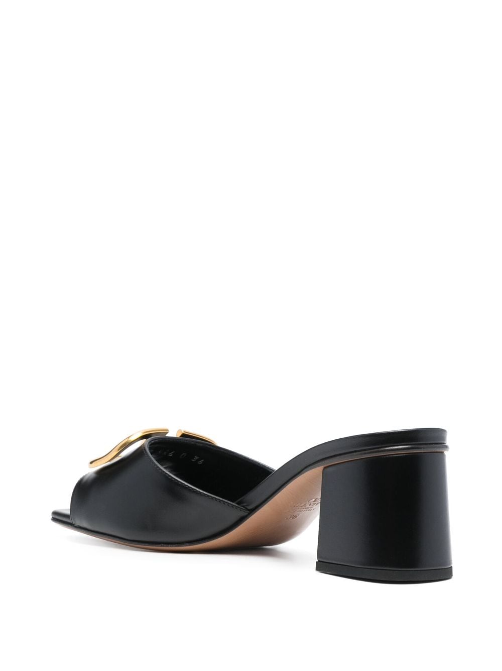 VALENTINO GARAVANI Elegant Black Calfskin Sandals with VLogo Detail