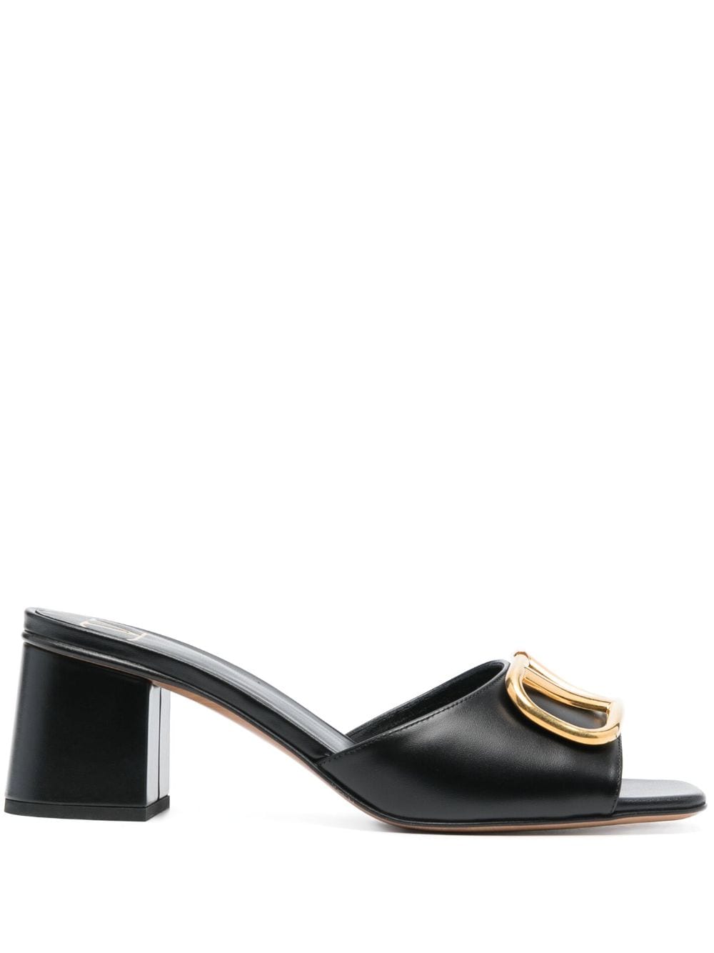 VALENTINO GARAVANI Elegant Black Calfskin Sandals with VLogo Detail