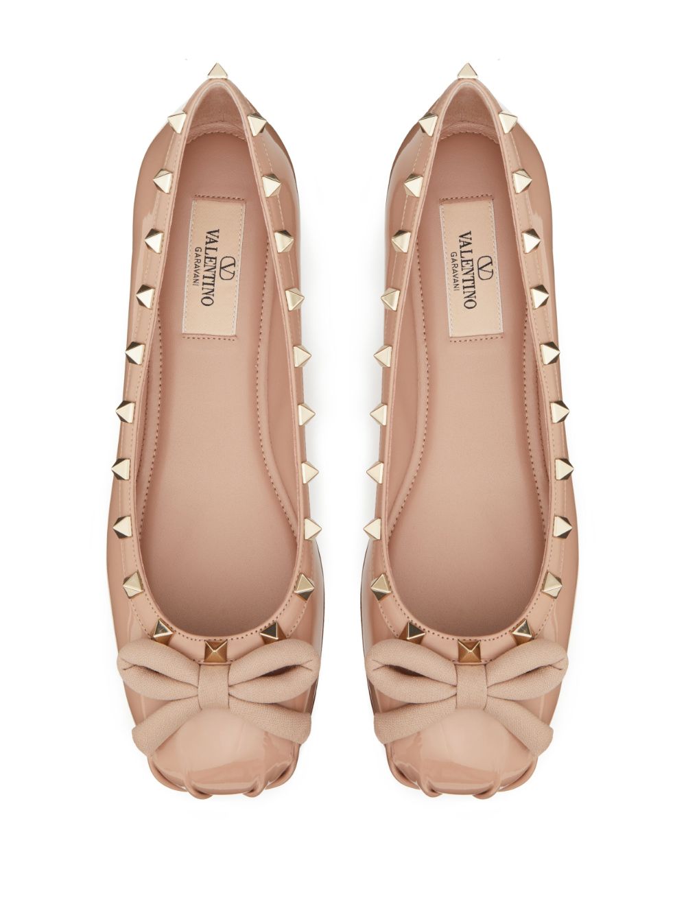 VALENTINO GARAVANI Chic Blush Studded Leather Flats