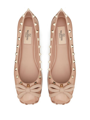 VALENTINO GARAVANI Chic Blush Studded Leather Flats