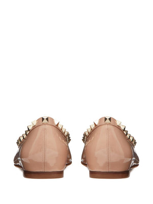 VALENTINO GARAVANI Chic Blush Studded Leather Flats