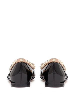 VALENTINO GARAVANI Chic Studded Leather Ballet Flats with Bow Accent