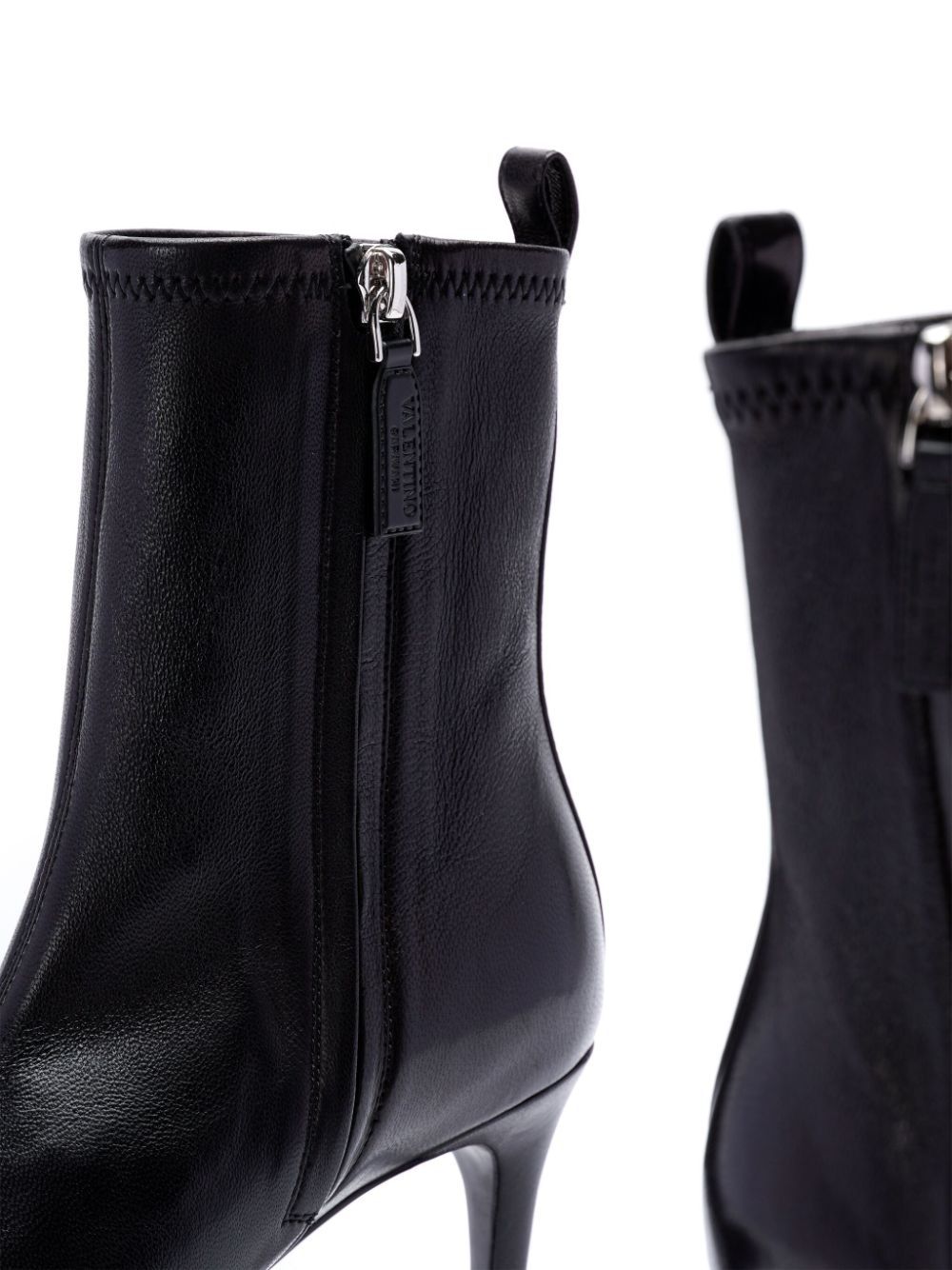 VALENTINO Chic Black Zip Logo Boots for Women