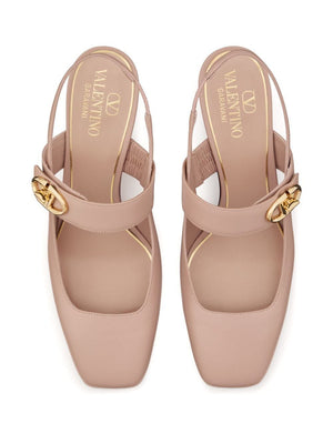 VALENTINO Chic Beige Rose Slingback Pumps 60mm