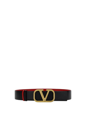 VALENTINO Signature Anthracite Leather Belt 40mm