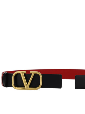 VALENTINO Signature Anthracite Leather Belt 40mm