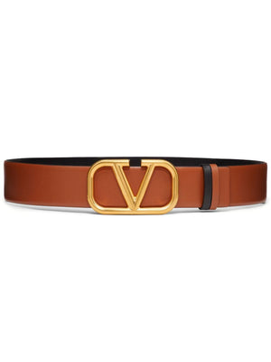 VALENTINO Signature Anthracite Leather Belt 40mm