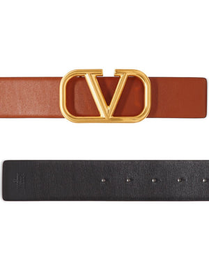 VALENTINO Signature Anthracite Leather Belt 40mm